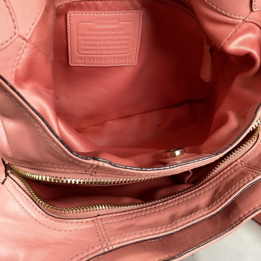 COACH 22485 VINTAGE ASHLEY TOSSED LASER CUT LEATHER SHOULDER BAG PINK CORAL HOB - Picture 10 of 16